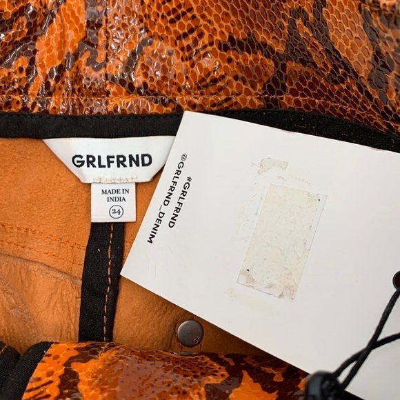 GRLFRND Shiloh leather orange snakeskin embossed ankle straight leg new 24 - Picture 5 of 7